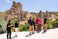 Tourists in Cappadocia, one of the Turkey's top tourist destinations.