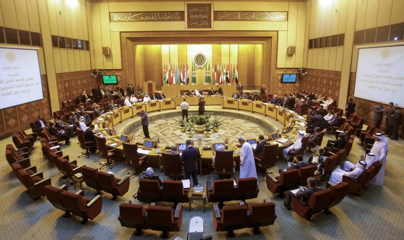 A picture taken on May 16, 2018 shows a general view of the meeting of the permanent delegates of Arab League during extra-ordinary emergency session held at the League's headquarters in the Egyptian capital Cairo. (AFP Photo)