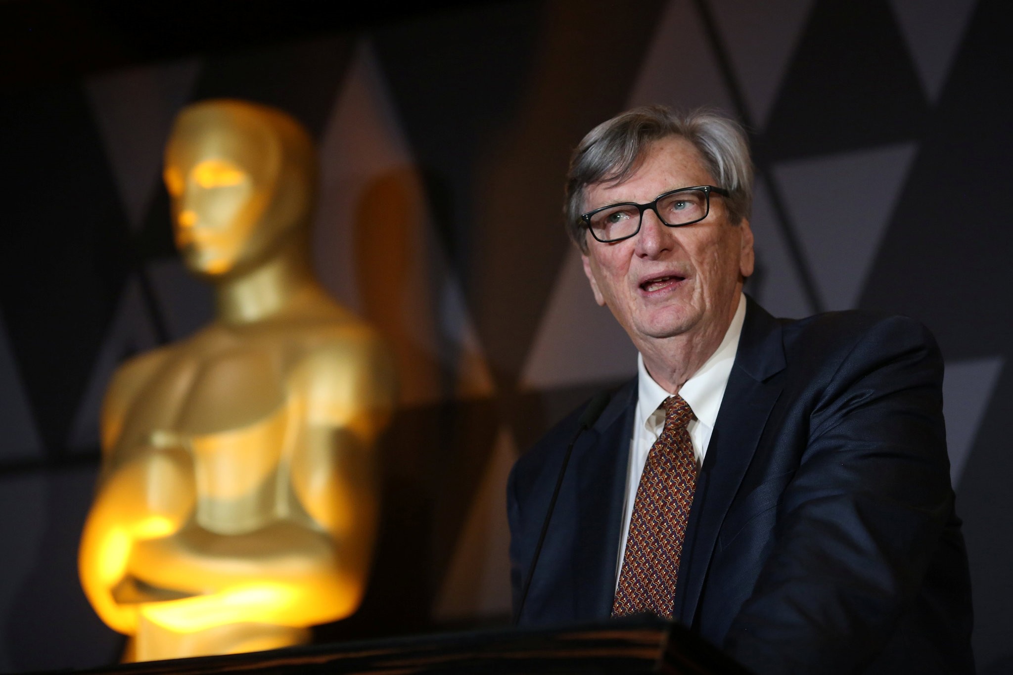 Motion Picture Academy President John Bailey speaks at the Foreign Language Film nominees cocktail reception in Beverly Hills, California, U.S., March 2, 2018. (REUTERS Photo)
