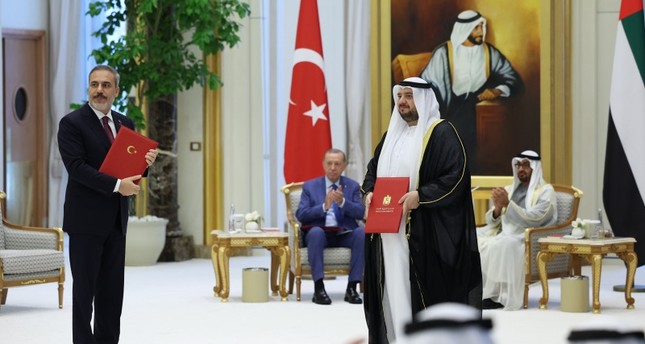 توقيع الاتفاقيات برعاية الرئيس أردوغان ورئيس دولة الإمارات العربية المتحدة آل نهيان. أبوظبي. 19 يوليو 2023 الأناضول