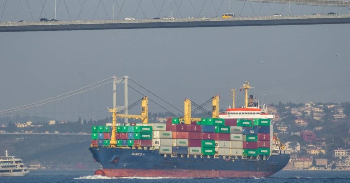 A container ship passing under the Bosporus Bridge, Istanbul, Jan. 22, 2015. (iStock Photo)