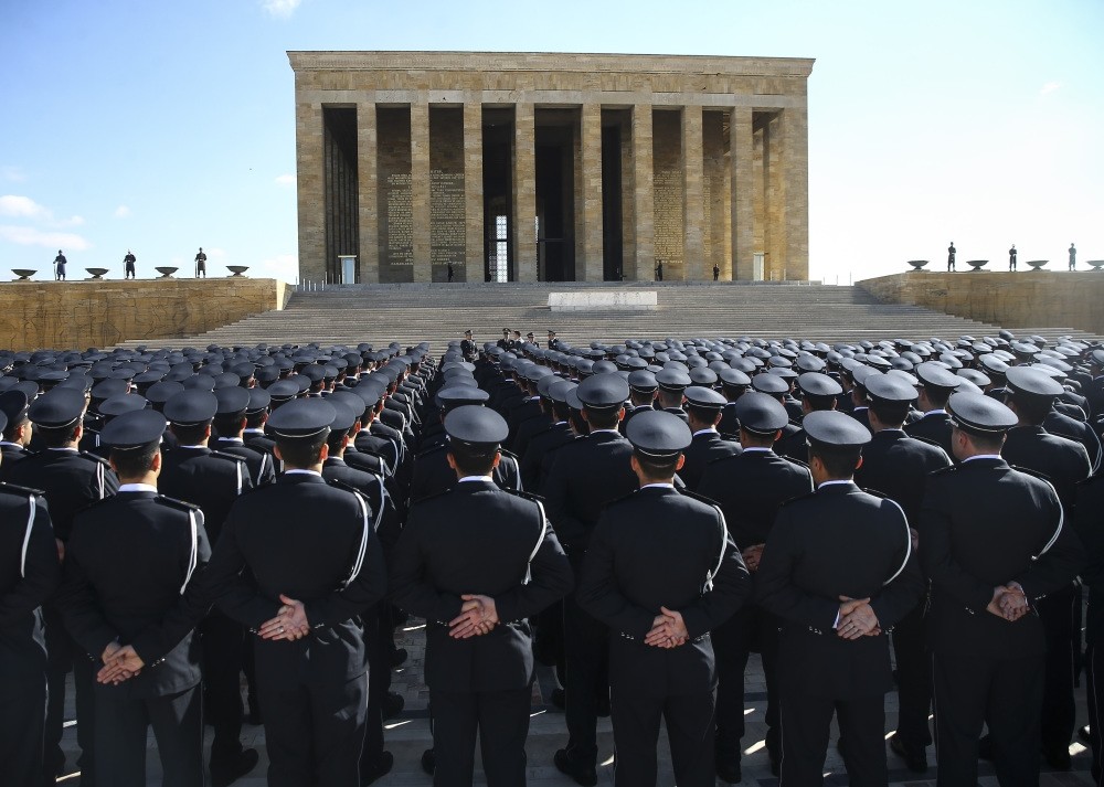 Officers attend a ceremony to mark the anniversary of the foundation of the police directorate. FETu00d6 is accused of having a large number of infiltrators in law enforcement.