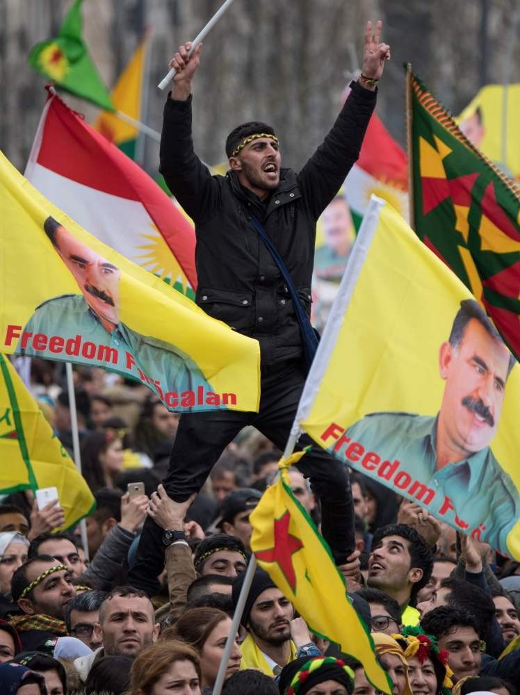 The PKK sympathizers are carrying images of the terrorist organization's jailed head Abdullah u00d6calan on Saturday, an image that already was banned by the German government.