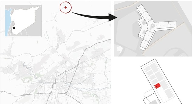 خريطة تظهر مواقع غرف الملح في سجن صيدنايا سوريا AFP