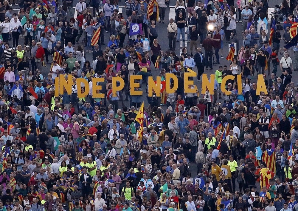 Catalans gather to call out to the Spanish government for their demand for independence. 