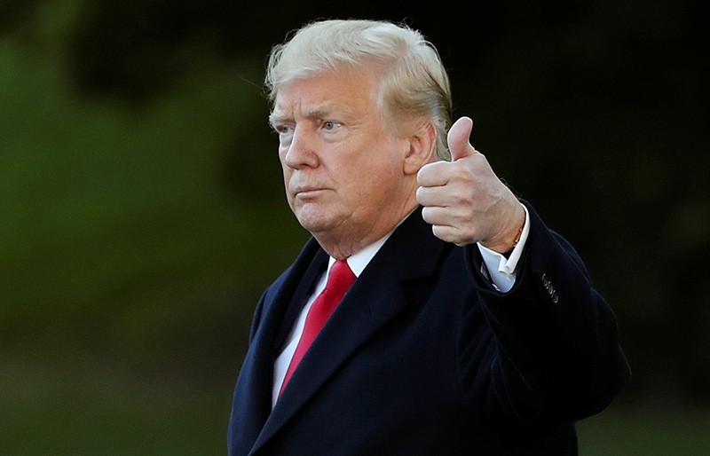U.S. President Donald Trump gestures prior to departing on a trip to Wisconsin from the White House in Washington, U.S., Oct. 24, 2018. (Reuters Photo)
