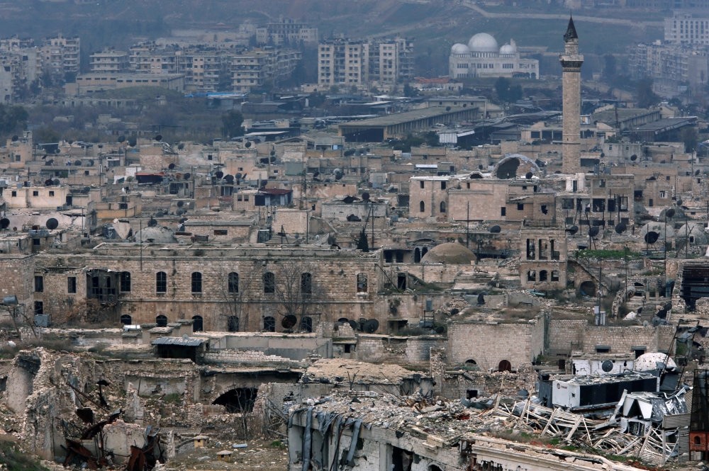 A view showing the damage in the Old City of Aleppo as seen from the city's ancient citadel, Jan. 31. 