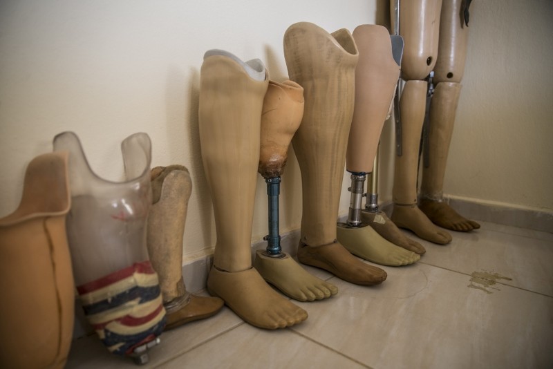 Leg prostheses seen at an orthosis-prosthesis center in Hatay, Turkey, Nov. 1, 2018. (AA Photo)