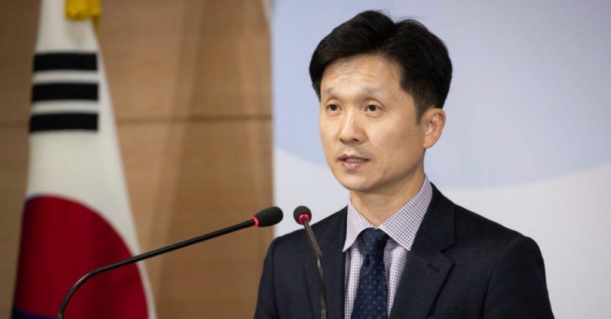 South Korean Unification Ministry spokesman Lee Sang-min briefs the media at a government complex in downtown Seoul, South Korea, Thursday, Nov. 7, 2019. (AP Photo)