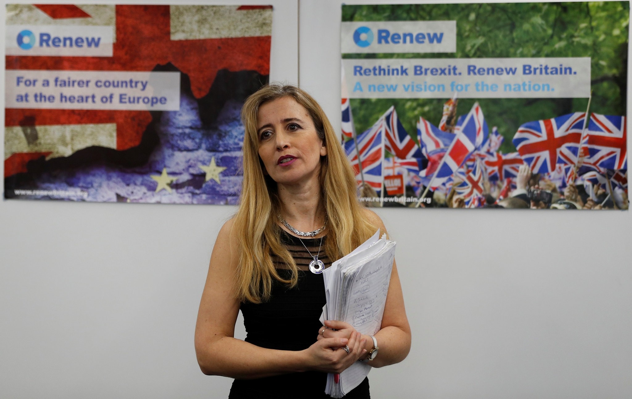 Sandra Khadhouri of Renew poses for a photograph at the launch of the new political party in London, February 19, 2018. (REUTERS Photo)