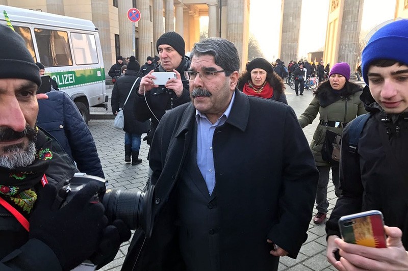 Former PYD co-chair Salih Muslum attends a rally organized by PKK terrorist group supporters in Berlin, Germany (AA Photo)