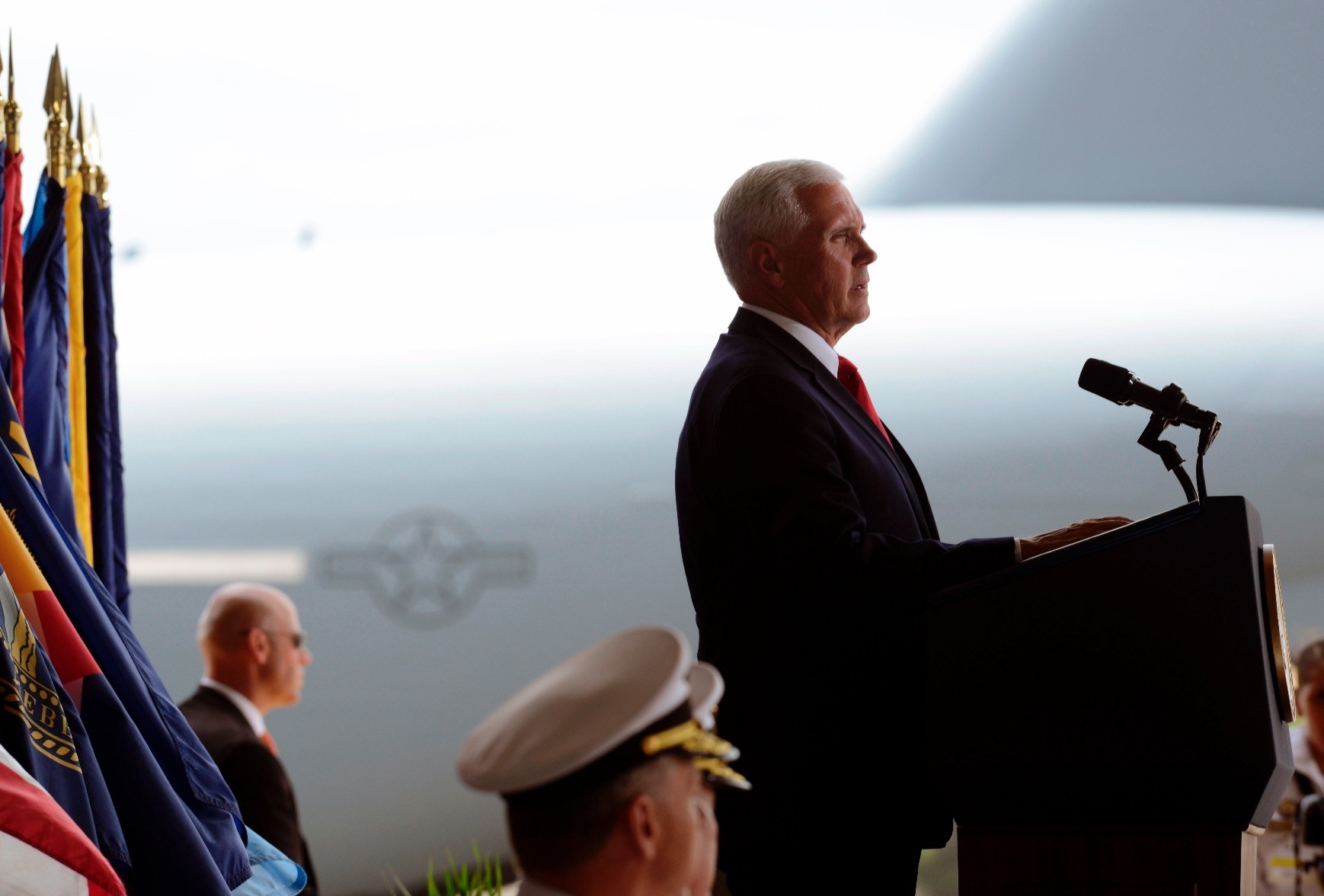 U.S. Vice President Mike Pence speaks in Hawaii during the Honorable Carry Ceremony, for the remains of American soldiers repatriated from North Korea, Aug.1. 