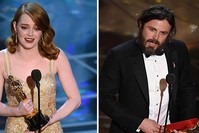 Emma Stone (L) won the Best actress award. Casey Affleck (R) picked up as the Best actor.