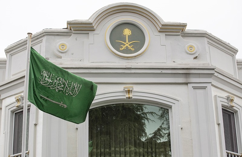A Saudi flag flutters in front of the residence of the Saudi consul in Istanbul, Turkey, Oct. 12, 2018. (EPA Photo)