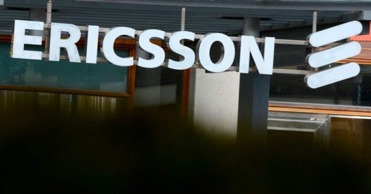 Swedish provider of telecommunications equipment and data communication systems giant Ericsson logo at the Ericsson headquarters in Stockholm's suburb of Kista. (AFP Photo)