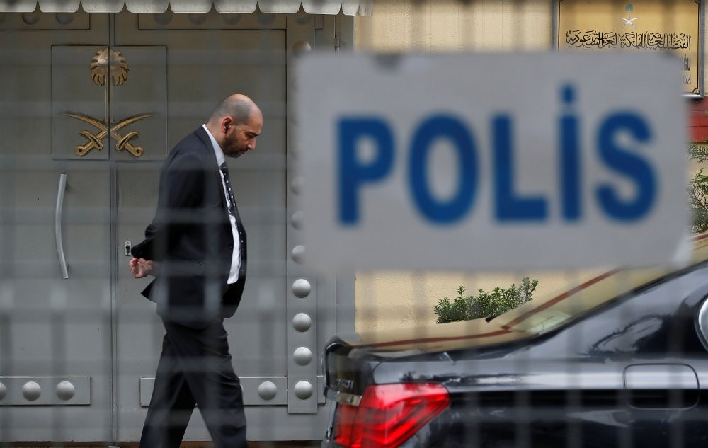A security guard stands at the entrance of the Saudi Consulate in Istanbul, Oct. 20.