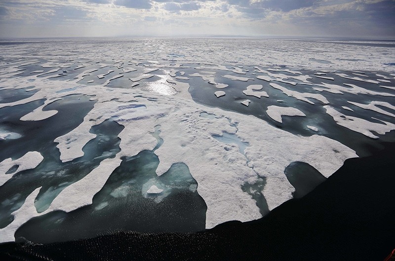 Sea ice melts on the Franklin Strait along the Northwest Passage in the Canadian Arctic Archipelago on July 22, 2017. (AP Photo)