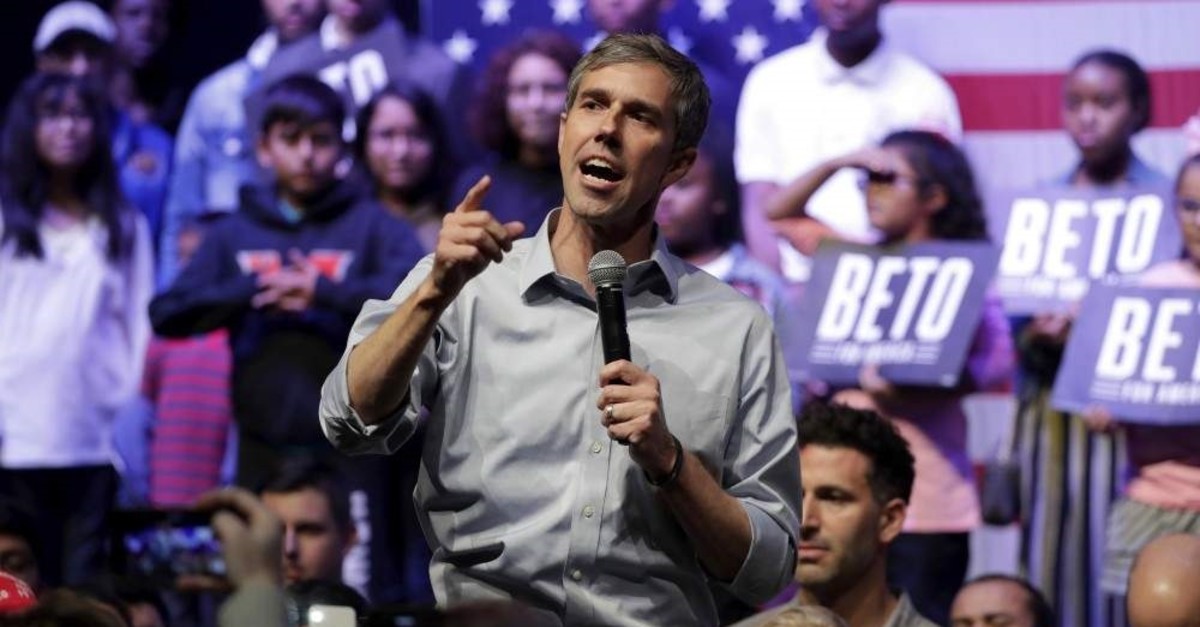 In this Oct. 17, 2019 photo, Democratic presidential candidate former Texas Rep. Beto O'Rourke speaks during a campaign rally in Grand Prairie, Texas. (AP Photo)