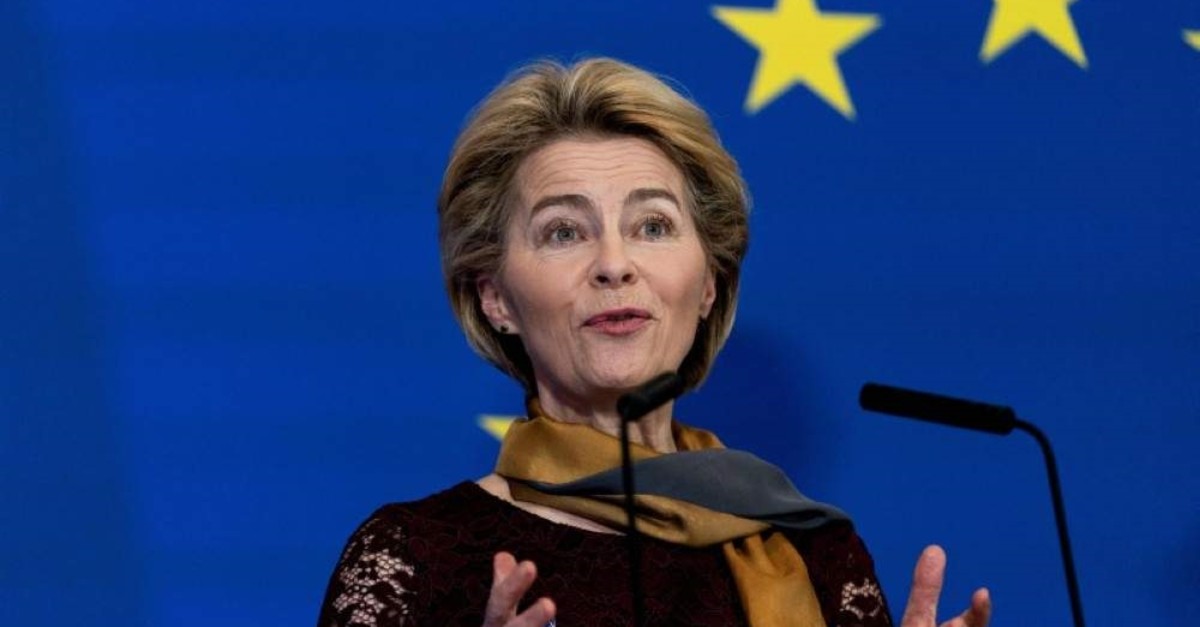 European Commission President Ursula von der Leyen attends a news conference at the House of European History in Brussels to celebrate the 10th anniversary of the Lisbon Treaty on Dec. 1, 2019. (AFP Photo)