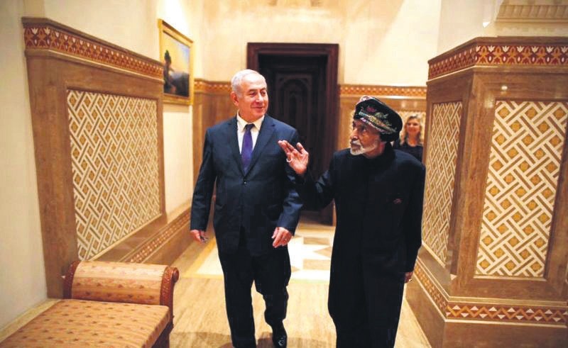 This photo posted on Twitter by Israeli Prime Minister Benjamin Netanyahu's office on Friday, Oct. 26, 2018 shows Netanyahu visiting Sultan Qaboos bin Said in Oman.