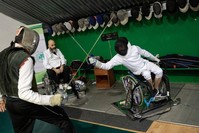 Wisam Sami trains wheelchair fencing, Athens, Dec. 9, 2019. (Reuters Photo) 