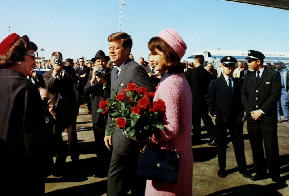 U.S. President John F. Kennedy and first lady Jacqueline Bouvier Kennedy arrive at the Love Field in Dallas, Texas, less than an hour before his assassination, Nov. 22, 1963. 