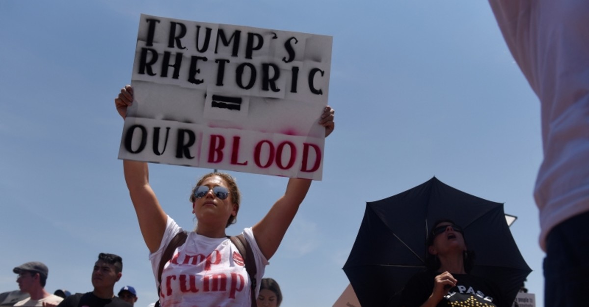 People gather to protest President Donald Trump's visit four days after a mass shooting at a Walmart store in El Paso, Texas, U.S. August 7, 2019. (Reuters Photo)