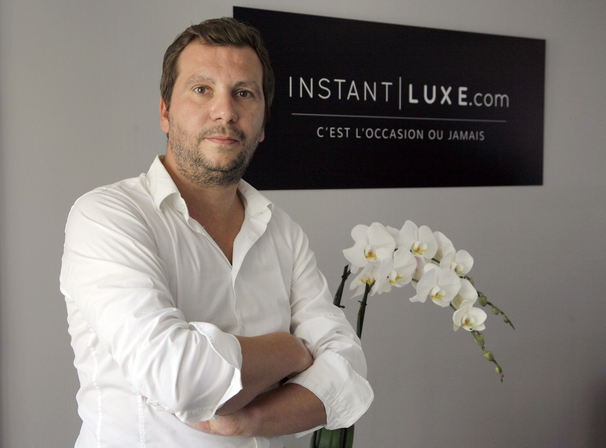 Yann Le Flocu2019h, CEO of InstantLuxe.com, a website specialised in second-hand luxury bags, poses in Paris.