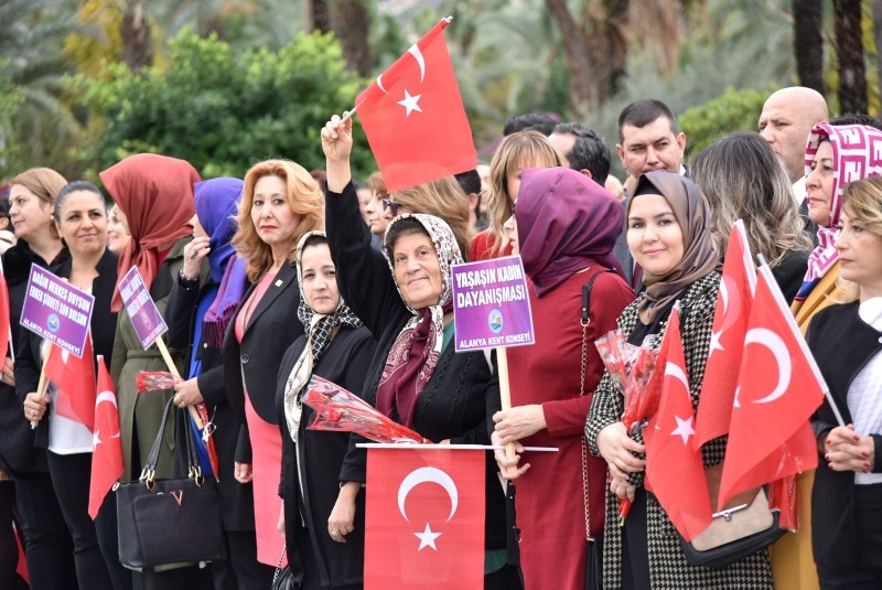 People attend to a Women's Rights Day event in Alanya district, in southern Turkey, on Dec. 5, 2018. (DHA Photo)