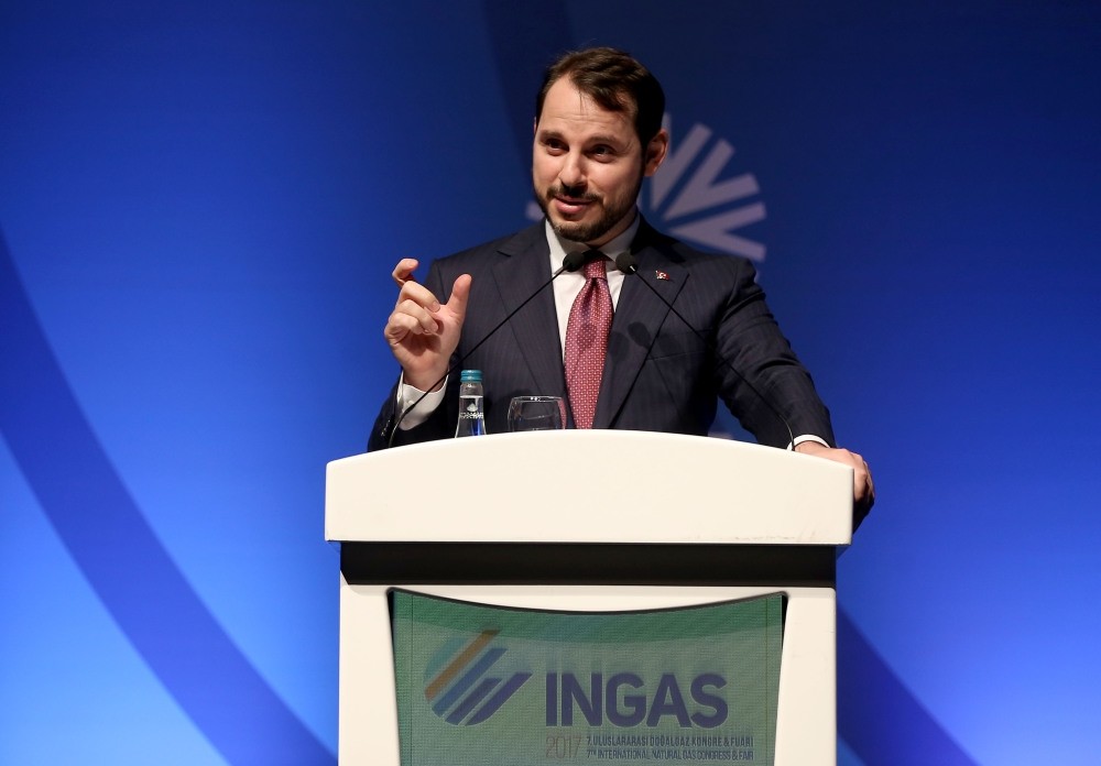 Energy and Natural Resources Minister Albayrak delivers a speech on Turkey's energy policy and goals at the 7th International Natural Gas Congress and Fair (INGAS) in Istanbul, Nov. 2.