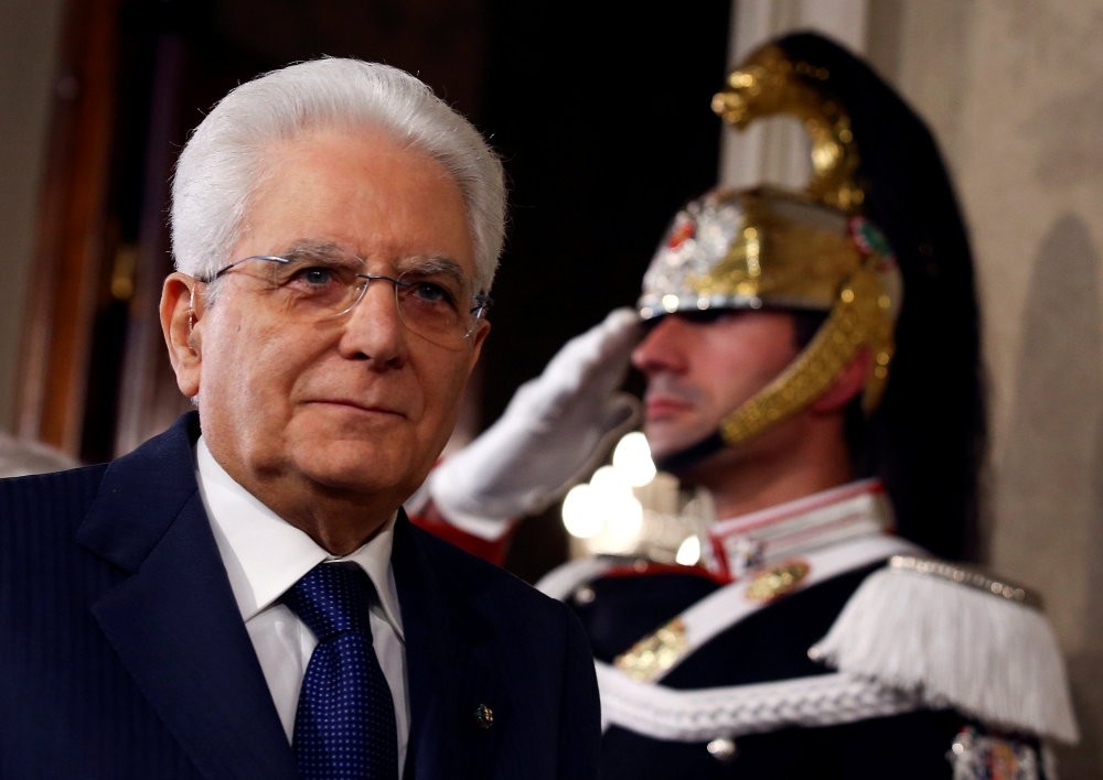 Italian President Sergio Mattarella at Quirinal Palace, Rome, April 5.