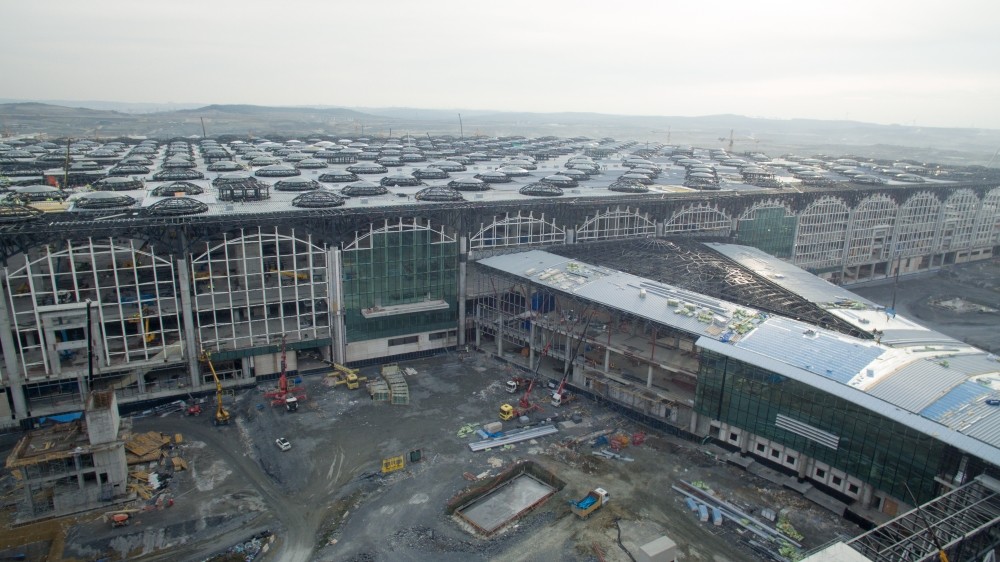 An aerial view of the terminal building at Istanbul's new Airport.
