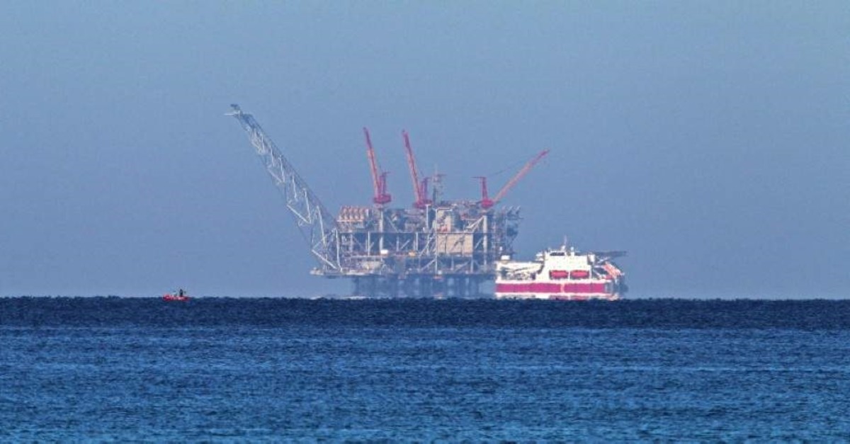 A view of the platform of the Leviathan natural gas field in the Mediterranean Sea, Dec.19, 2019. (AFP Photo)