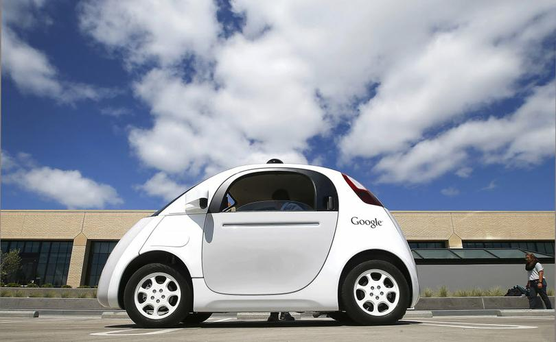 Googleu2019s self-driving car in a demonstration at the Google campus in Mountain View, California.
