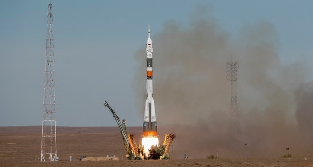 الصاروخ الروسي سويوز أثناء إطلاقه إلى محطة الفضاء الدولية رويترز