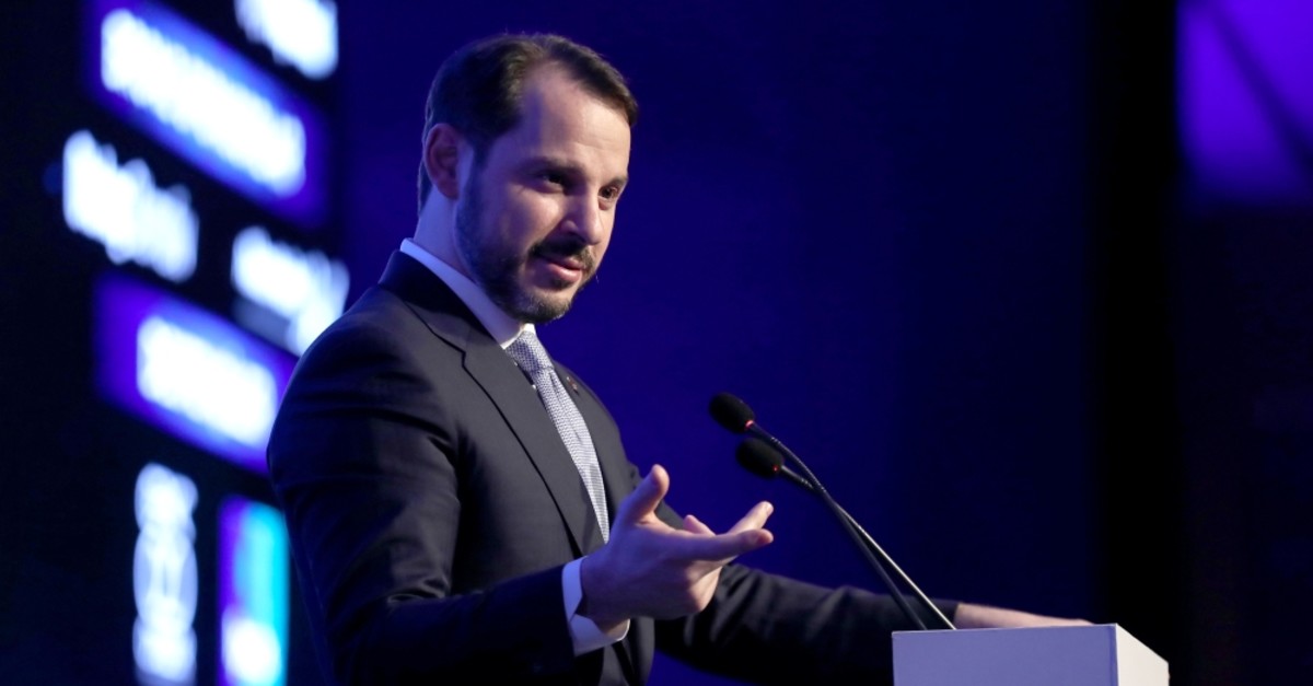 Treasury and Finance Minister Berat Albayrak addresses automotive industry leaders during a conference organized by the  Automotive Dealers Association (OYDER) in Istanbul, March 21, 2019.