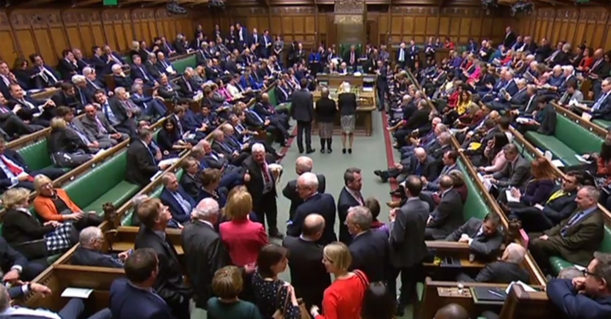 A video grab from footage broadcast by the U.K. Parliament's Parliamentary Recording Unit (PRU) shows the scene inside the House of Commons in London on Feb. 27, 2019. (AFP Photo)