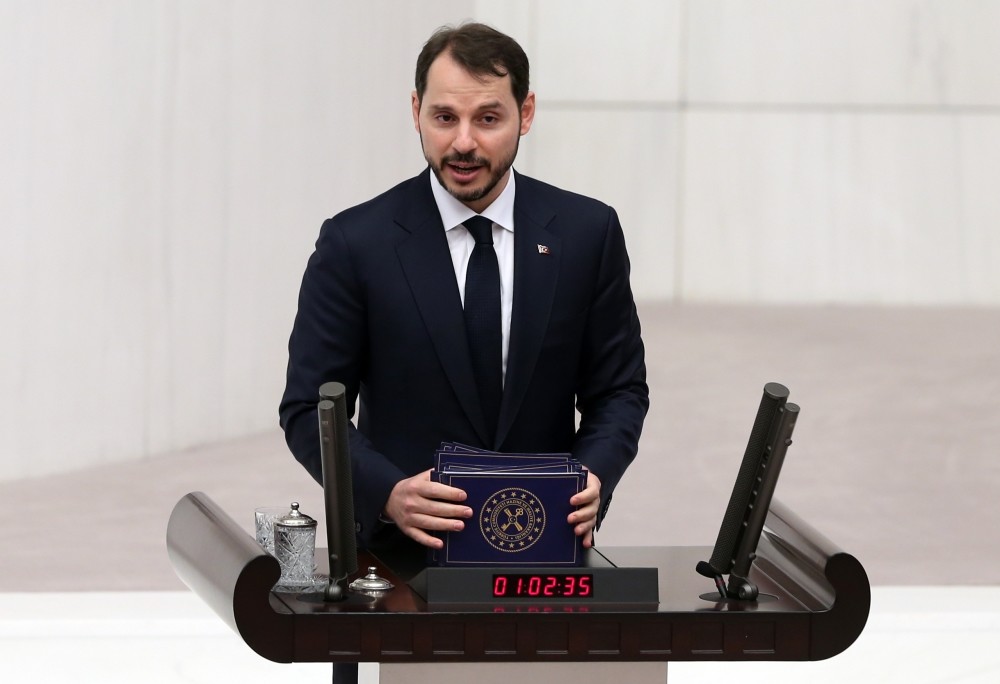Treasury and Finance Minister Berat Albayrak speaks during his budget presentation at Parliament, yesterday.