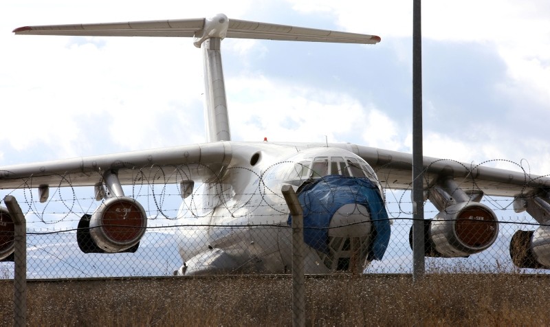 Sky Georgia Il-76TD cargo plane in Erzurum Airport. (AA Photo)
