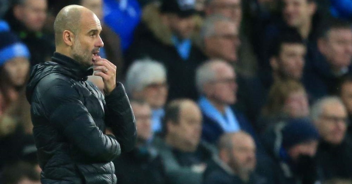 Manchester City's manager Pep Guardiola reacts during the Premier League match between Manchester City and Southampton, Manchester, Nov. 2, 2019. (AFP Photo)