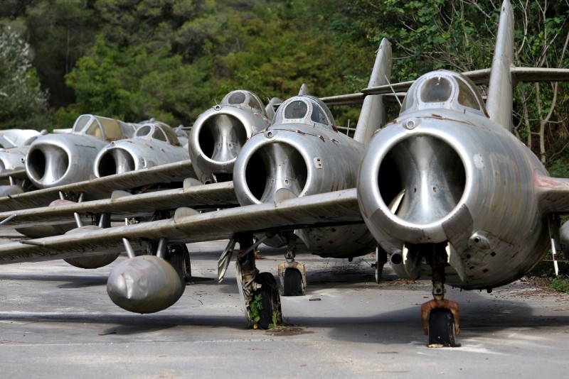MiG-15 jet fighters are pictured in Kucova Air Base in Kucova, Albania, October 3, 2018. Picture taken October 3, 2018. (Reuters Photo)