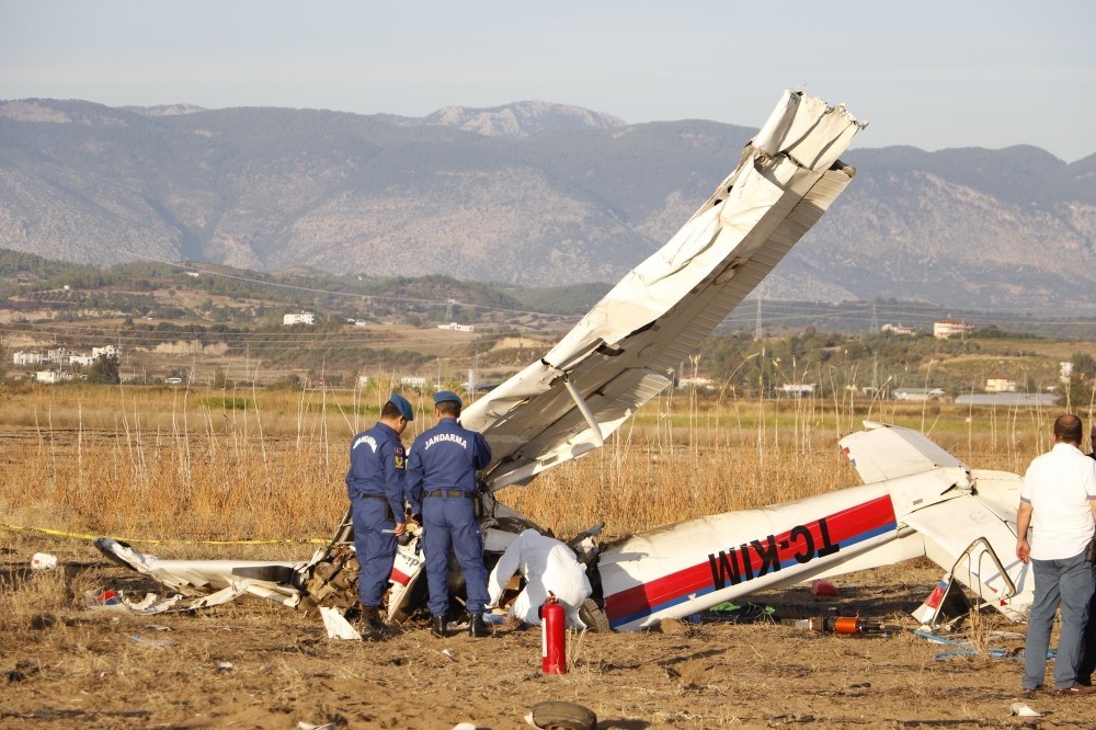 Wreckage of crashed plane. 