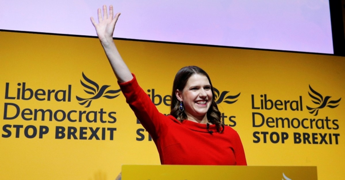 Jo Swinson reacts after being announced as the new leader of the Liberal Democrats party in London, Britain July 22, 2019. (REUTERS Photo)
