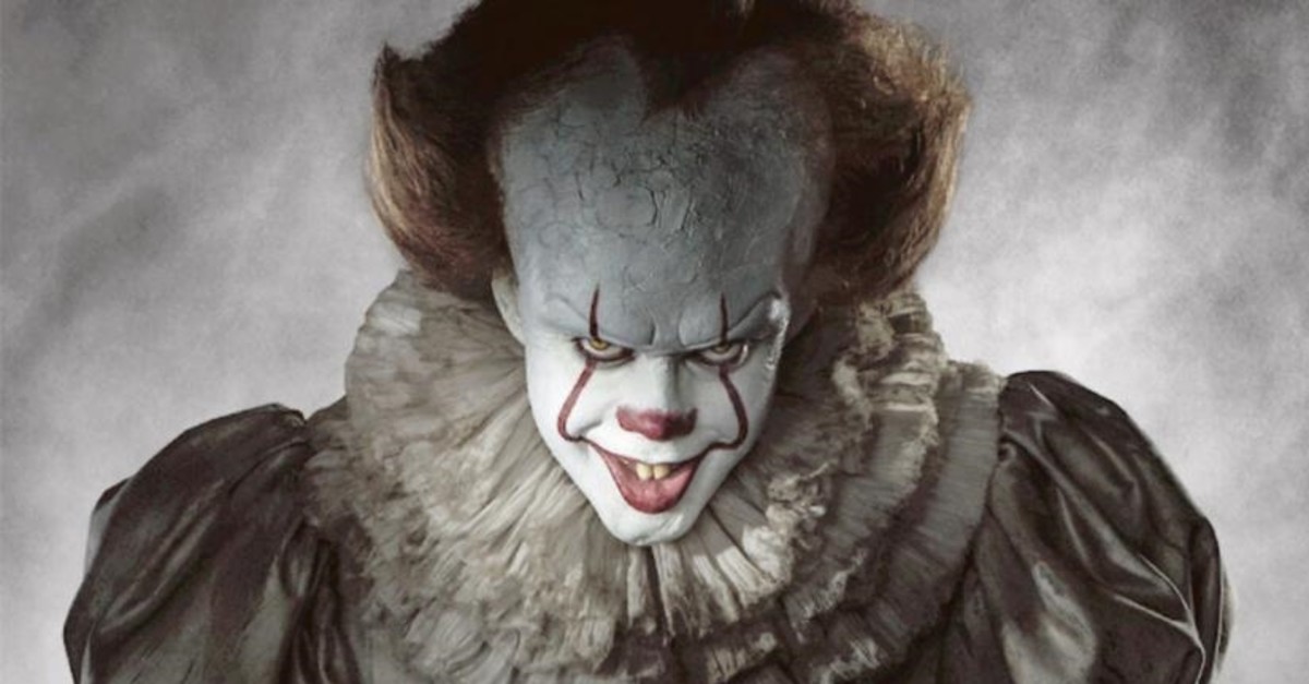 Bill Skarsgard in the role of Pennywise, the dancing clown.
