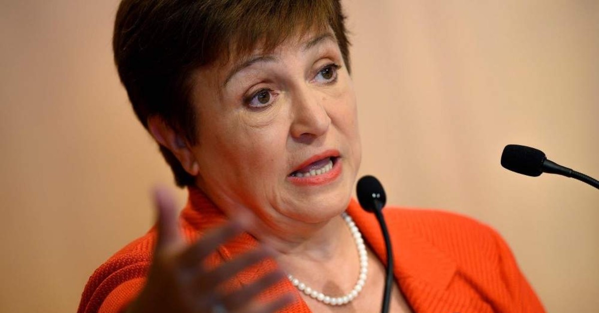 IMF Managing Director Kristalina Georgieva speaks at the Peterson Institute for International Economics, in Washington, D.C., Jan. 17, 2020. (AFP Photo)