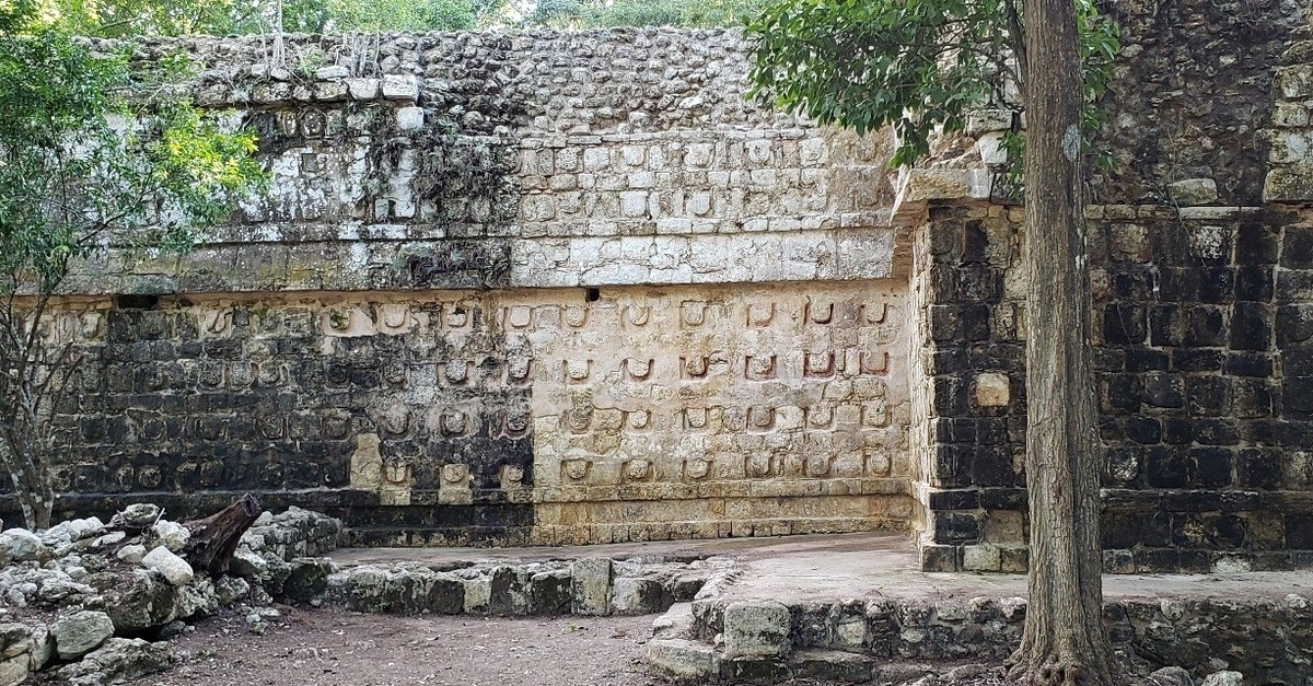 A general view shows the cleaning the stucco of the Temple of the U, located in the archaeology area of Kuluba, Mexico in this handout photograph released to Reuters by the National Institute of Anthropology and History
