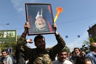 Activists of '#merjirserjin' (Reject Serzh) initiative hold a protest march against recently nominated Armenian Prime Minsiter, former President Serzh Sargsyan in Yerevan, Armenia, 19 April 2018. (EPA Photo)