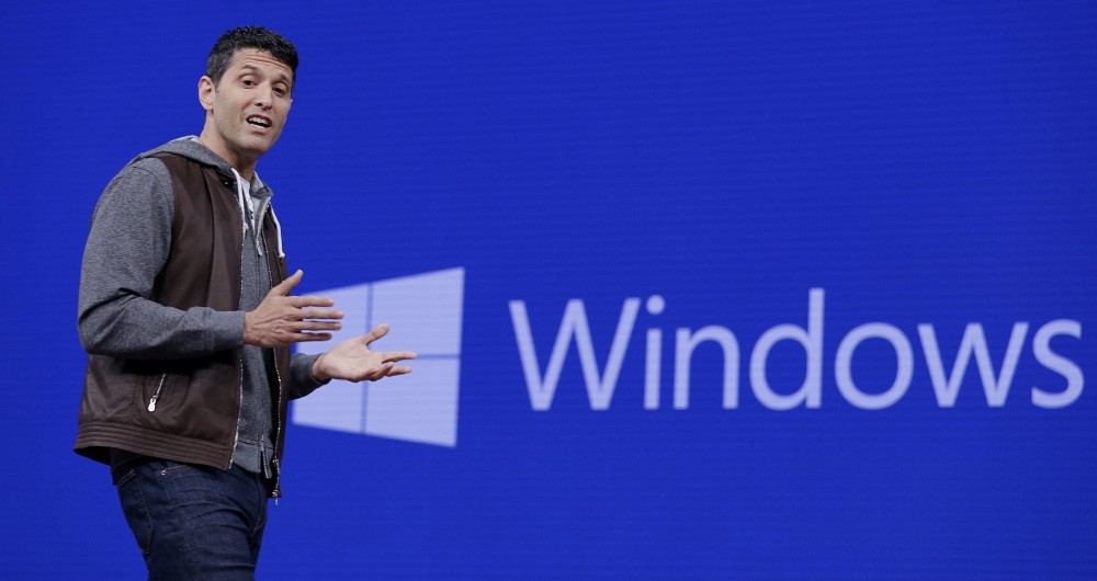 Terry Myerson, executive vice president of the Windows and Devices Group, speaks at the Microsoft Build 2017 developers conference in Seattle. (AP Photo)