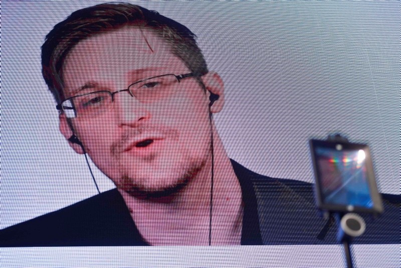 US former CIA employee and whistle-blower Edward Snowden delivers a speech by video conference during the debate at the ,Estoril Conferences - Global Challenges Local Answers, held at Estoril, outskirts of Lisbon, on May 30, 2017. (AFP Photo)