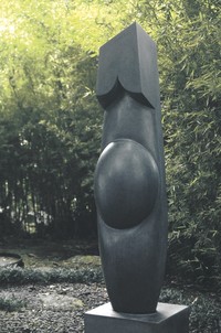 “Pregnant Venus,” 2006 Direct carving, black granite, 180 x 30 x 30 cm